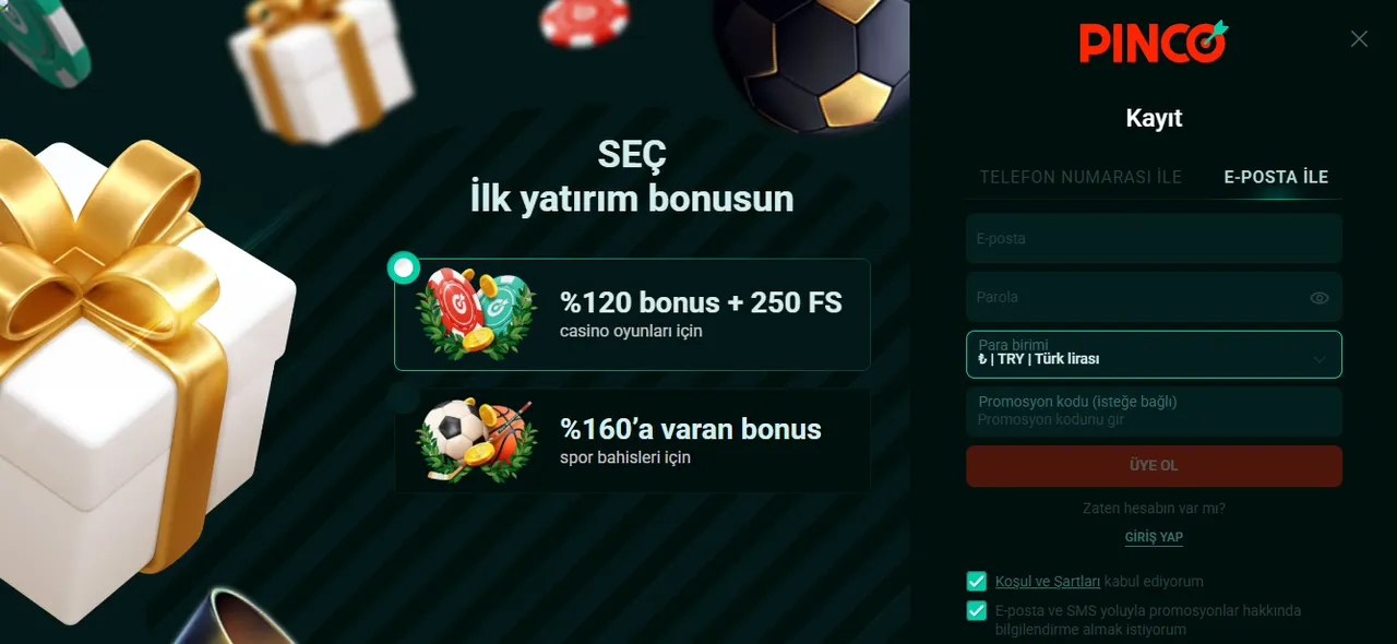 Pinco Casino app iOS sürümü